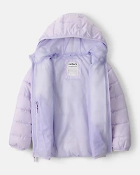 Kid Packable Hooded Puffer Jacket - Purple