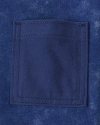 Boys Acid Wash Cotton Short-Sleeve Pocket Tee - Navy