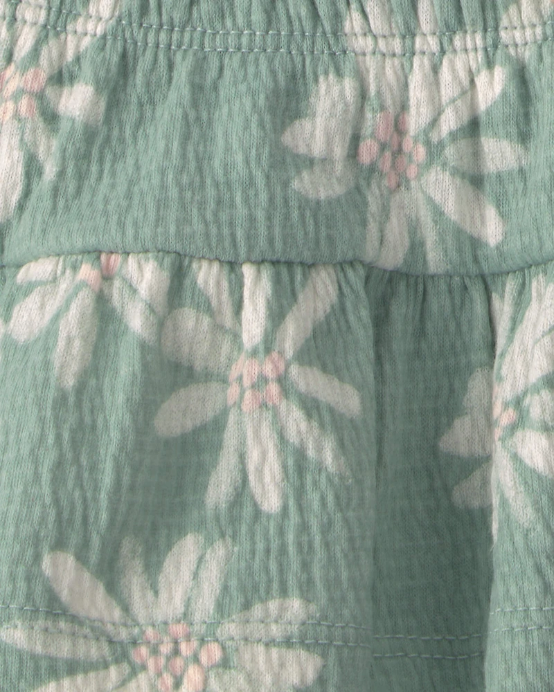 Baby Girl 2-Piece Floral Top & Skort Set - Ivory/Green