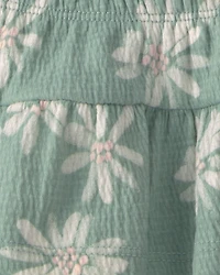 Baby Girl 2-Piece Floral Top & Skort Set - Ivory/Green