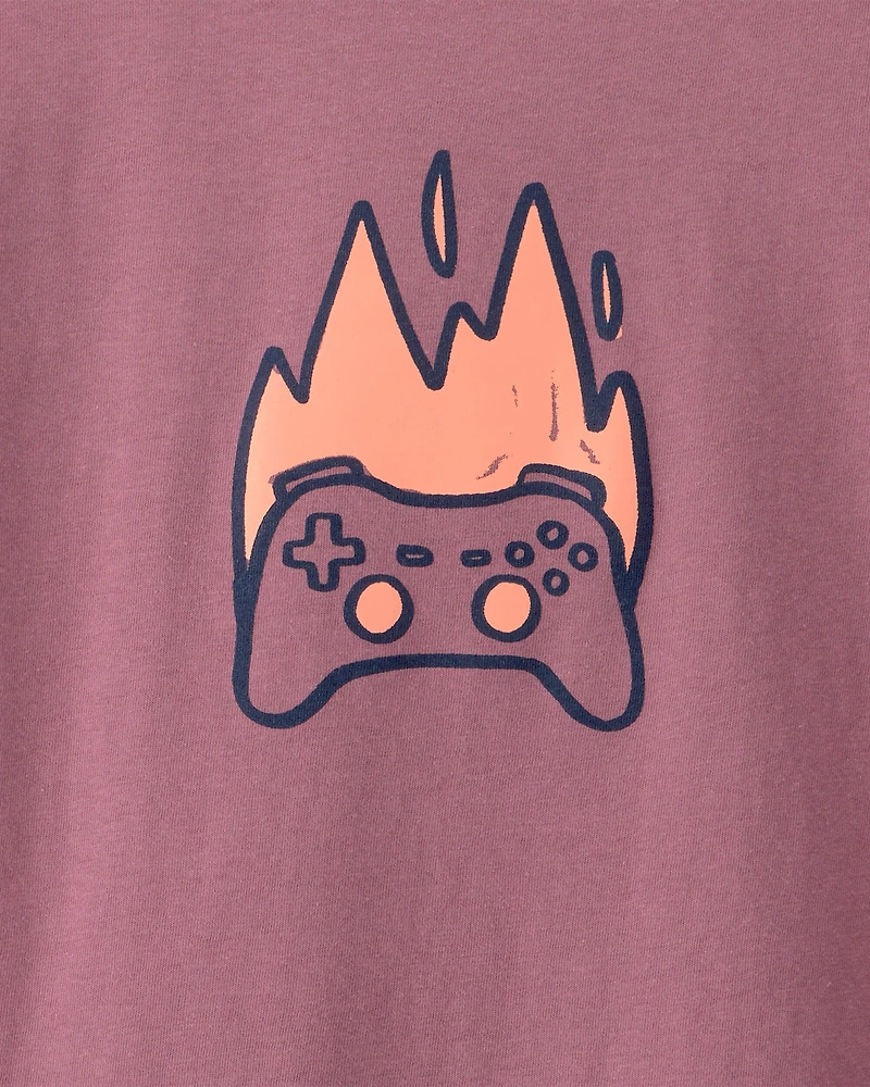 Boys Game Controller Long-Sleeve Graphic Tee - Red