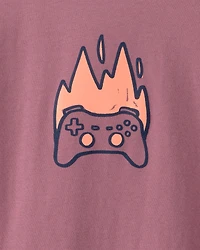 Boys Game Controller Long-Sleeve Graphic Tee - Red