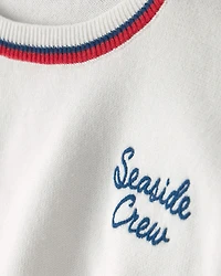 Girls 'Seaside Crew' Nautical Sweater - White