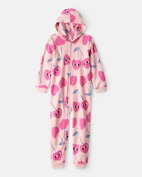 Girls Cherry Long-Sleeve Loose Fit 1-Piece Pajamas-Pink