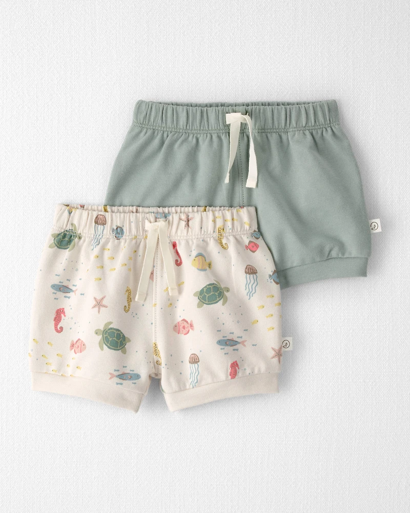 Baby Girl 2-Pack Organic Cotton Shorts in Under the Sea