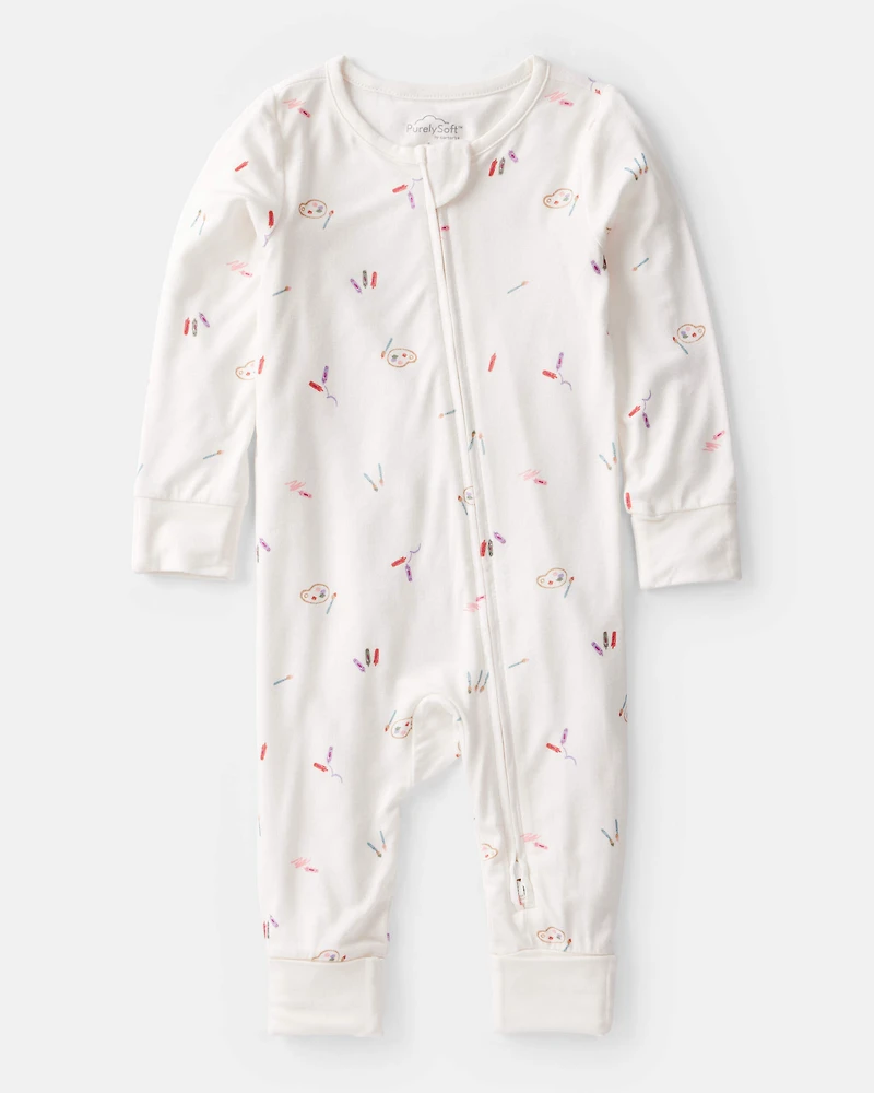 Baby Girl Art Print PurelySoft Sleep & Play Pajamas - White