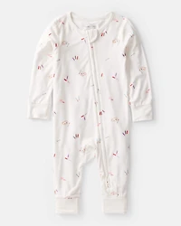Baby Girl Art Print PurelySoft Sleep & Play Pajamas - White