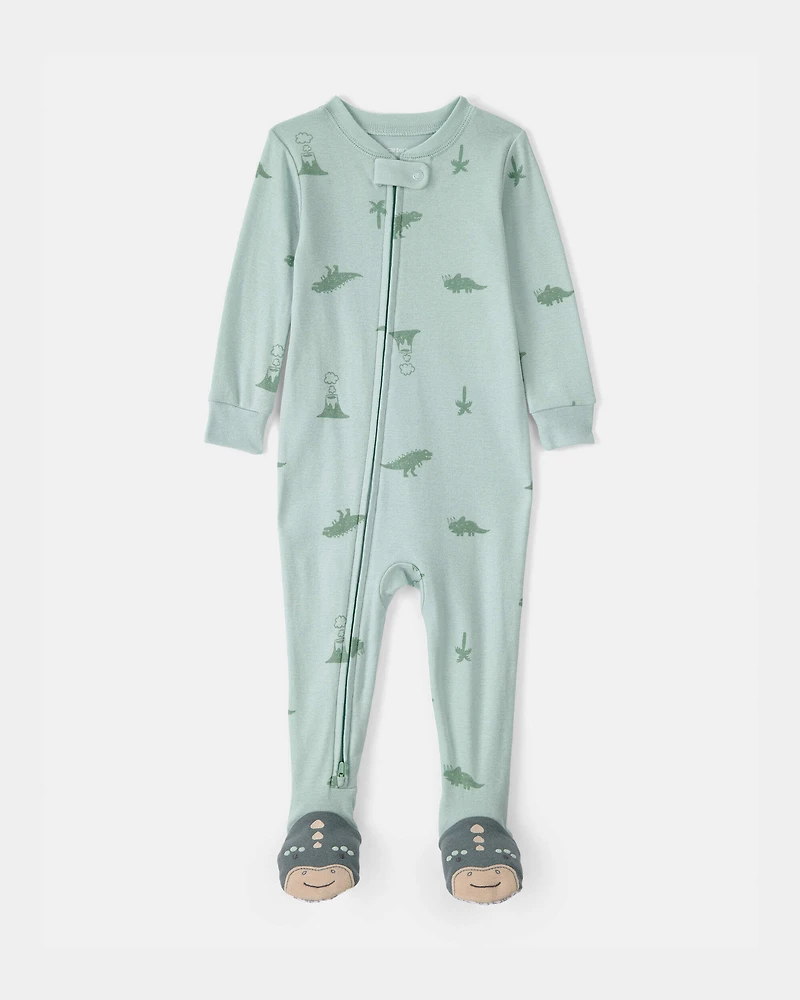 Baby Dinosaur 100% Cotton Snug Fit 1-Piece Pajama Set - Green