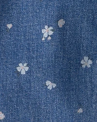 Girls Floral Denim Jacket - Dark Wash