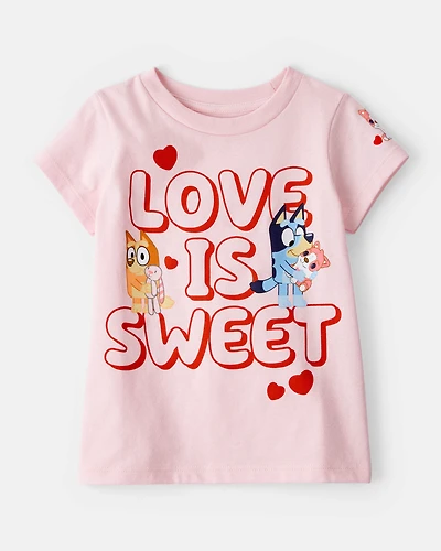 Toddler Girl Valentine's Day Bluey™ Short-Sleeve Graphic Tee - Pink