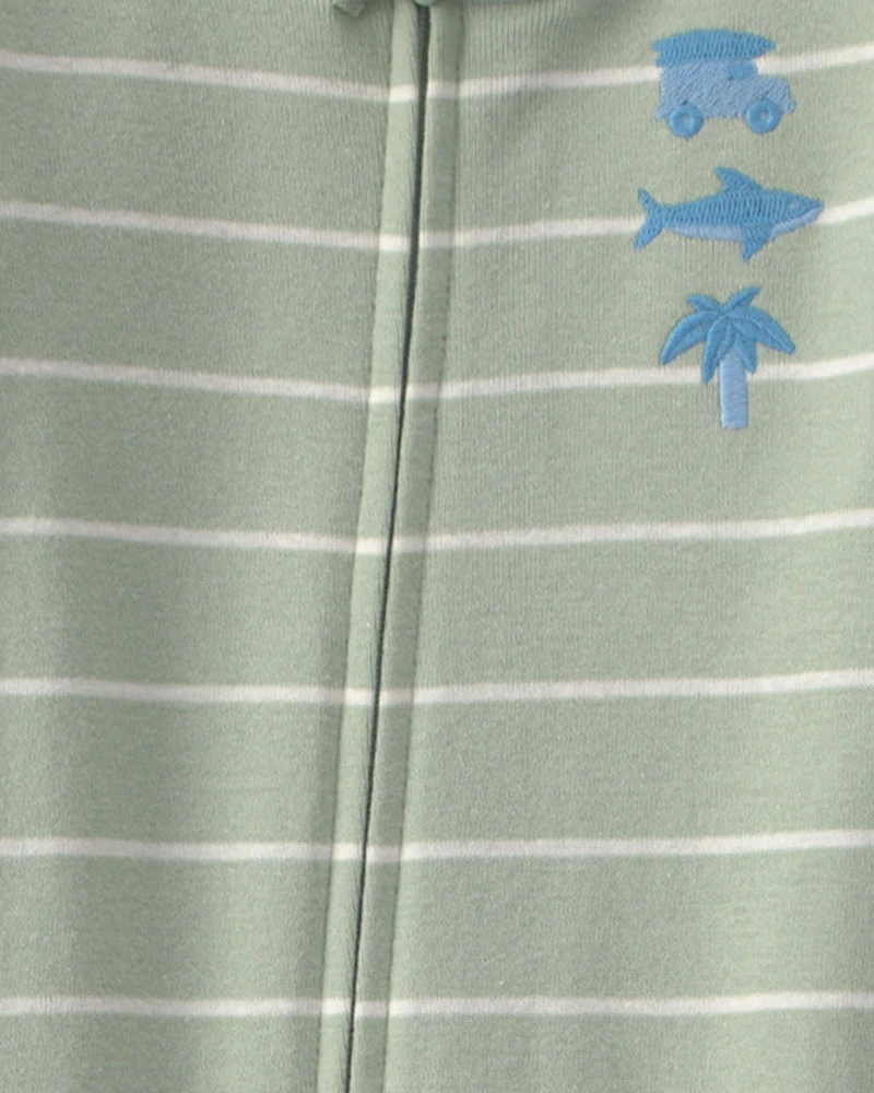 Toddler Boy Beach 100% Cotton 1-Piece Pajama - Green