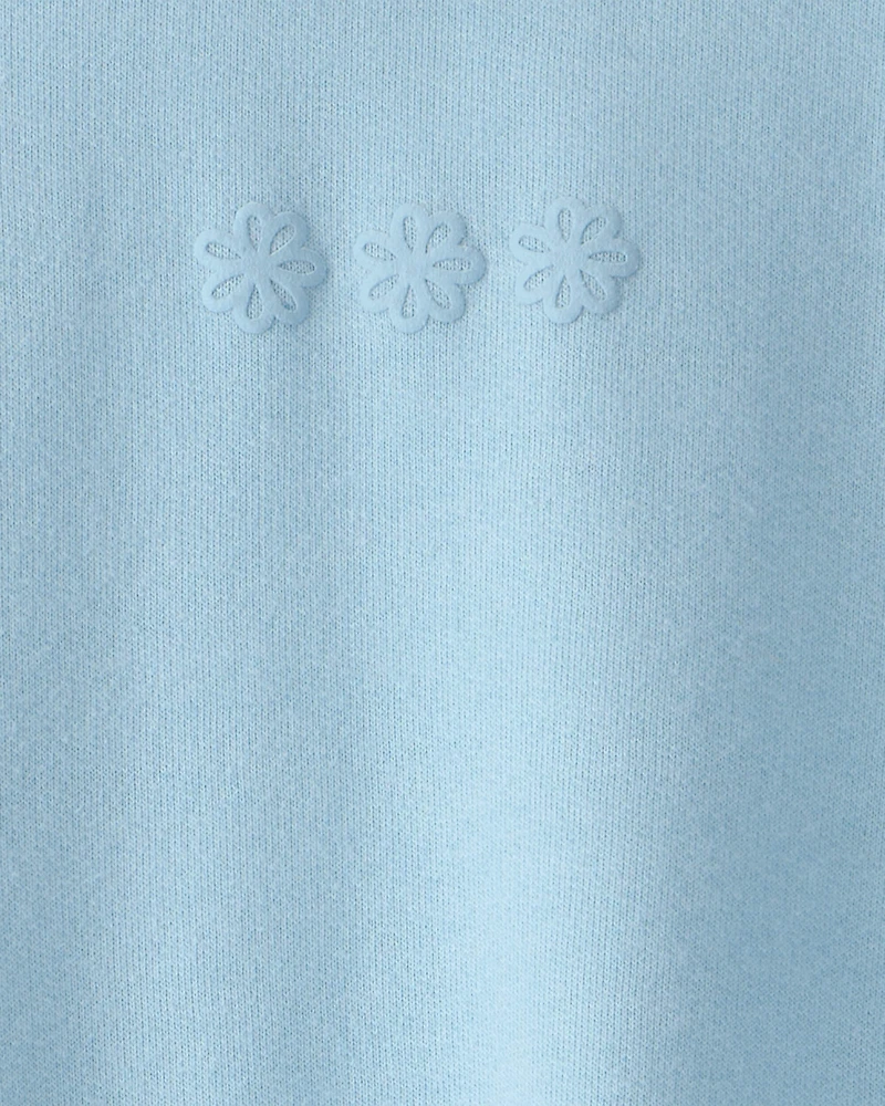 Toddler Girl Flowers French Terry Pullover Sweatshirt - Blue
