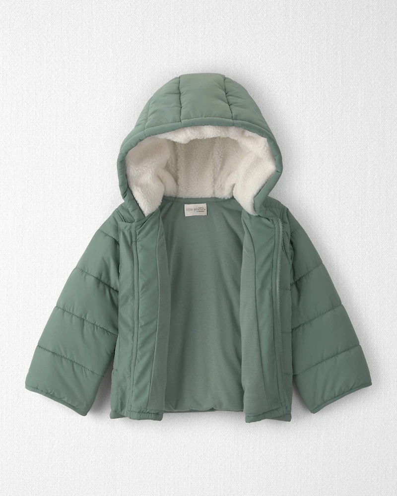 Toddler Recycled Teddy Fleece Hooded Puffer Jacket