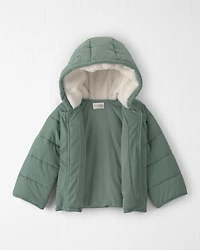 Toddler Recycled Teddy Fleece Hooded Puffer Jacket