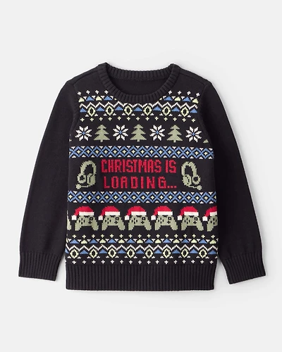 Boys Fair Isle Long-Sleeve Sweater - Black