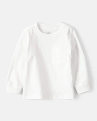 Baby Boy Long-Sleeve Pocket Tee - White