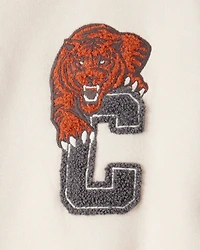 Boys Fleece Hooded Varsity Jacket - Cream