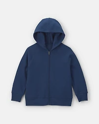 Boys Fleece Zip-Up Hoodie - Navy Blue