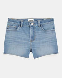 Kid Eyelet Hem Iconic Denim Short - Brit Wash
