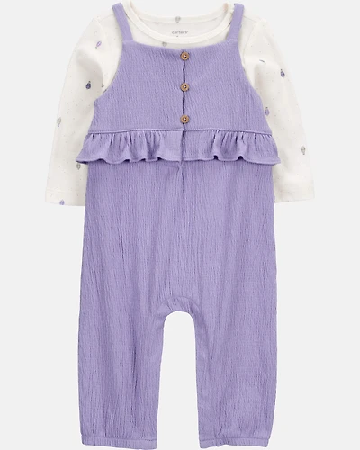 Baby 2-Piece Long-Sleeve Tee & Coverall Set - Purple