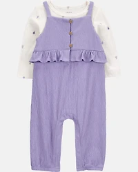 Baby 2-Piece Long-Sleeve Tee & Coverall Set - Purple