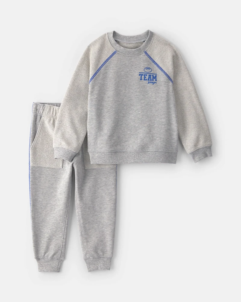 Toddler Boy 2-Piece 'Team Player' French Terry Sweatshirt & Pant Set - Grey