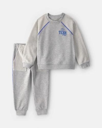 Toddler Boy 2-Piece 'Team Player' French Terry Sweatshirt & Pant Set - Grey