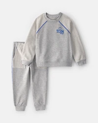 Toddler Boy 2-Piece 'Team Player' French Terry Sweatshirt & Pant Set - Grey