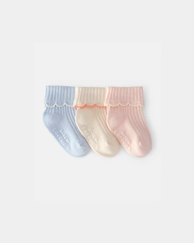 Baby Girl 3-Pack Ankle Socks - Pink/Blue