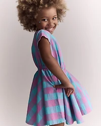 Toddler Girl Avenue Twirl™ Gingham Scalloped Dress - Purple/Blue