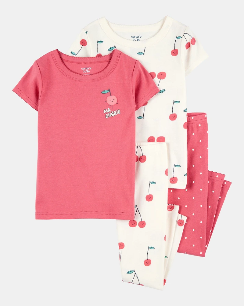 Toddler Girl 4-Piece Cherry Cotton Pajamas