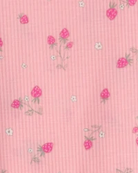 Toddler Girl Strawberry Rib Loose Fit 2-Piece Pajama Set - Pink