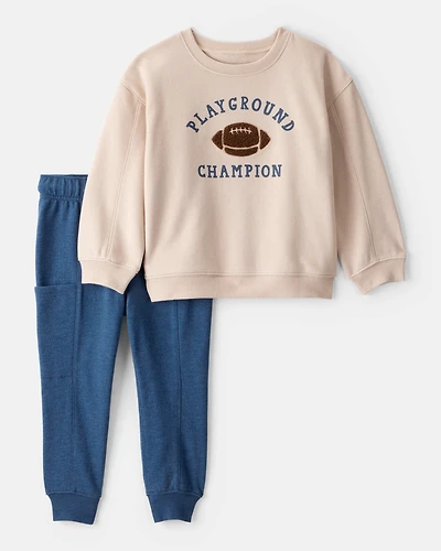Toddler Boy DayDream Fleece Football Long-Sleeve Tee & Pant Set