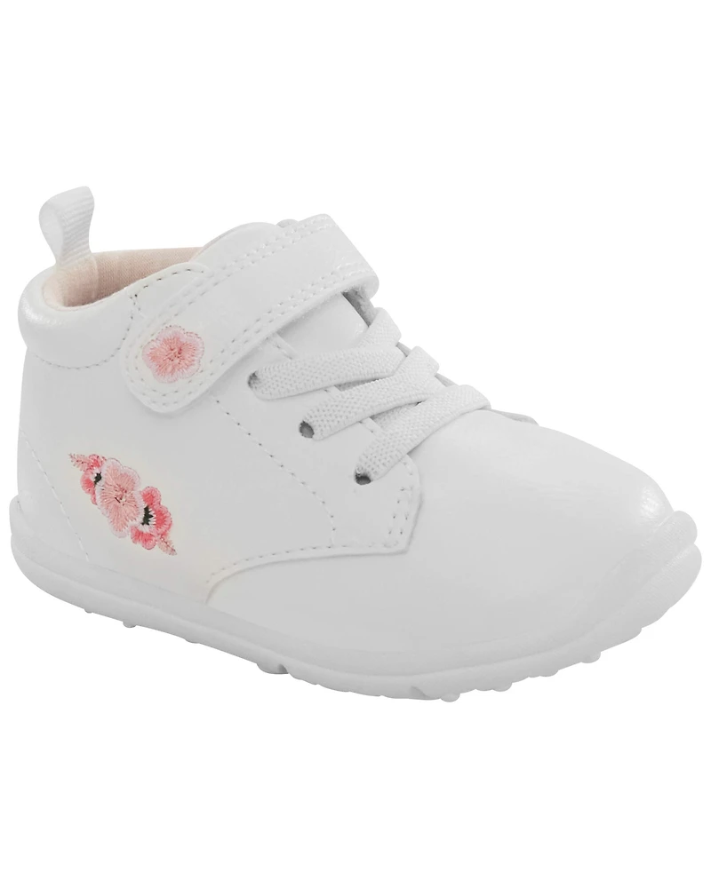 Every Step® First Walker Floral High-Top Sneakers - White