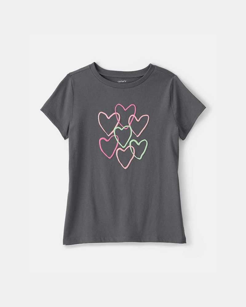 Girls Heart Graphic Tee - Grey
