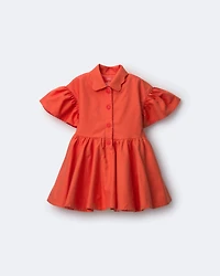 Toddler Girl Ruffle Collar Flowy Dress - Orange