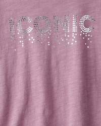 Girls Iconic Cotton Short-Sleeve Graphic Tee - Purple