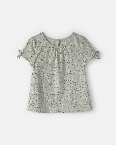 Toddler Girl Floral Puff-Sleeve Top - Green