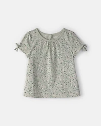Toddler Girl Floral Puff-Sleeve Top - Green