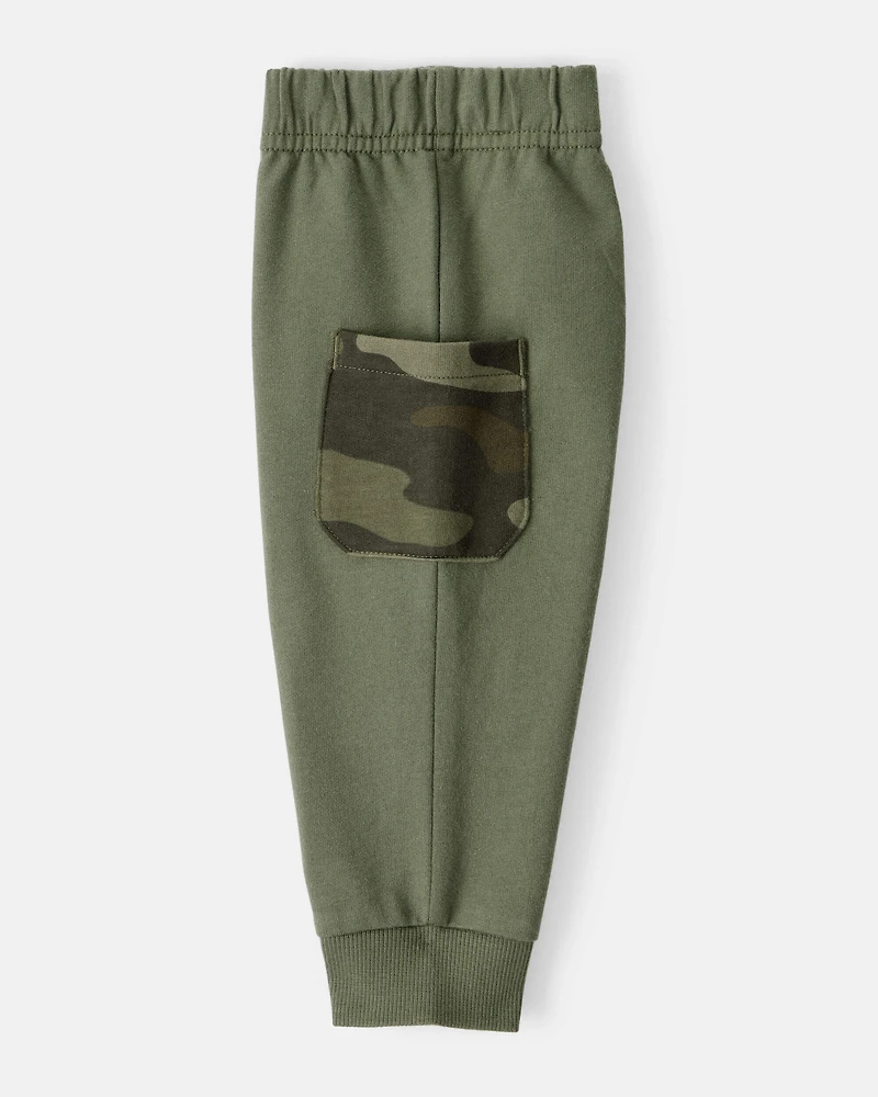 Baby Boy 3-Piece Camo French Terry Vest, Bodysuit & Pant Set - Green