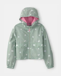 Girls Floral Windbreaker - Green
