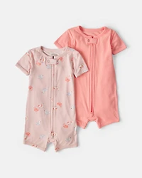 Baby Girl 2-Pack Flamingo PurelySoft™ 1-Piece Pajama - Pink