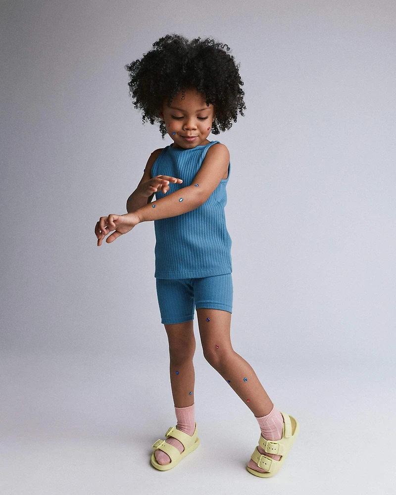 Toddler Girl Brooklyn Bike Shorts - Blue