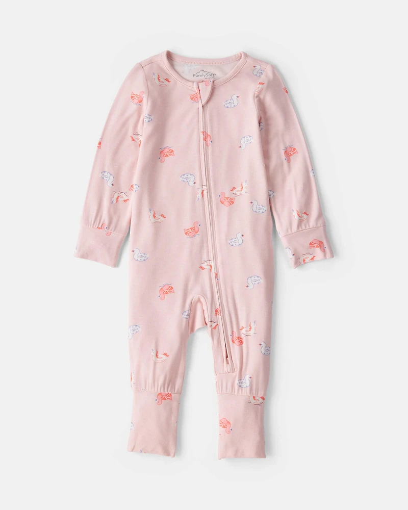 Baby Girl Flamingo PurelySoft™ 2-Way Zip Sleep & Play Pajamas - Pink