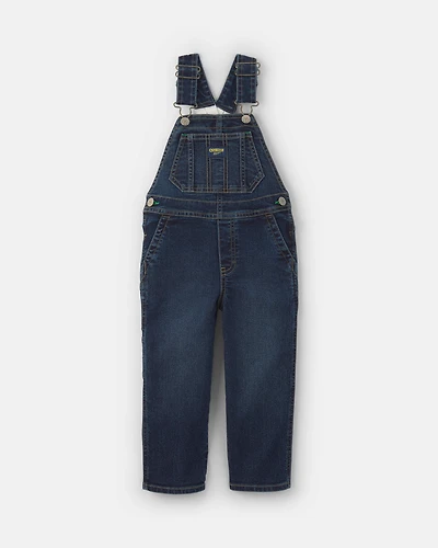 Toddler Elastic Strap Denim Overalls - Dark Wash