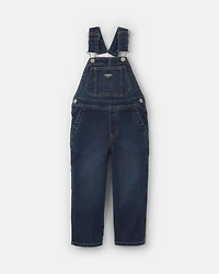 Toddler Elastic Strap Denim Overalls - Dark Wash