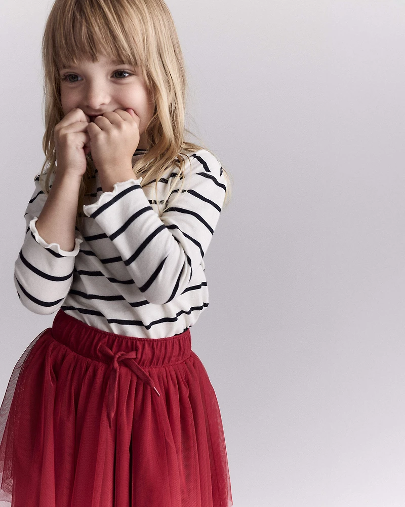 Toddler Girl Avenue Twirl™ Tiered Midi with Tulle - Red