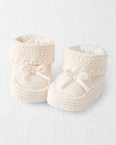 Baby Organic Cotton Crochet Booties in Cream