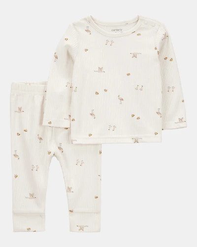 Baby 2-Piece Bird Print Long-Sleeve Tee & Pant Set