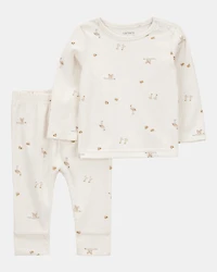 Baby 2-Piece Bird Print Long-Sleeve Tee & Pant Set